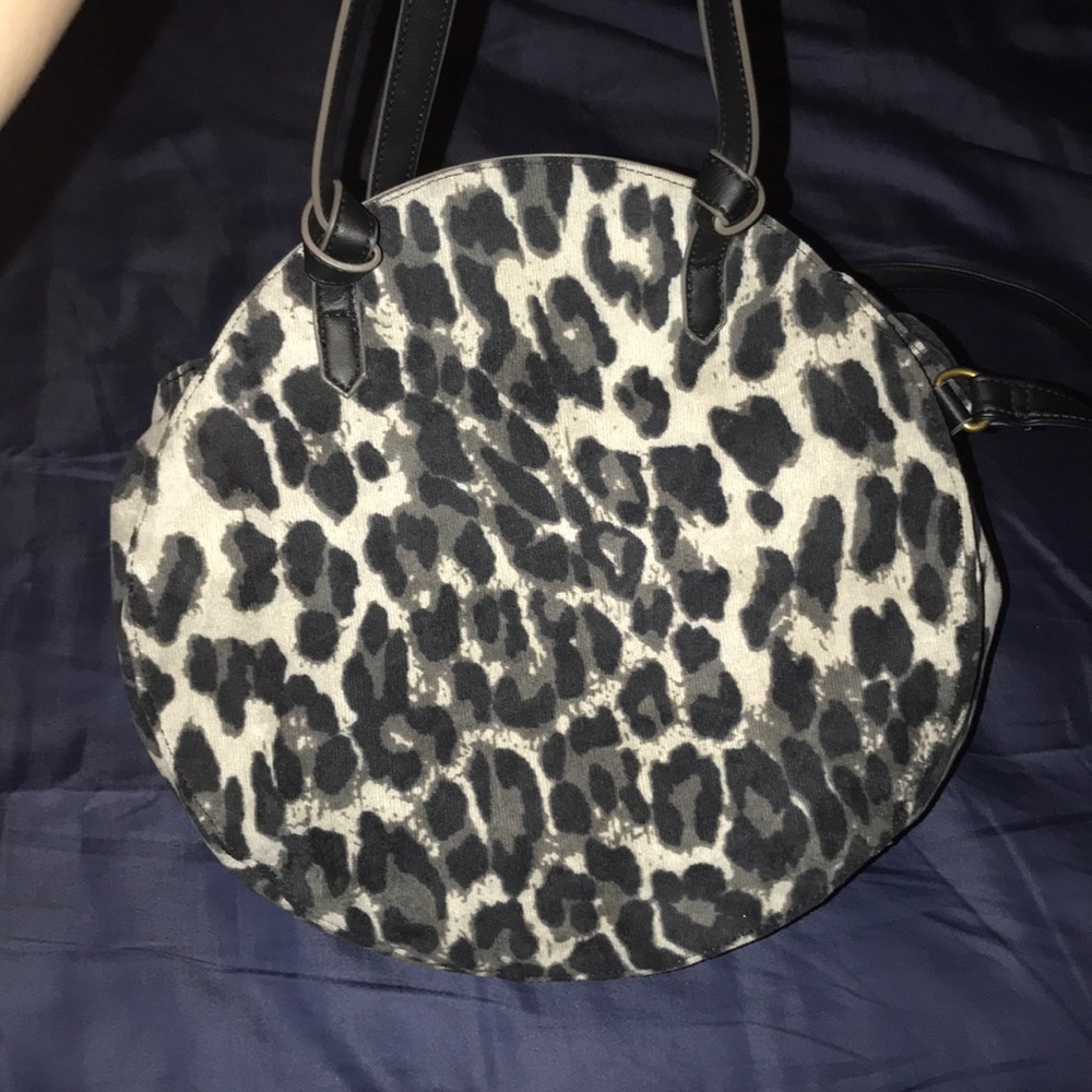 Leopard print round crossbody purse
